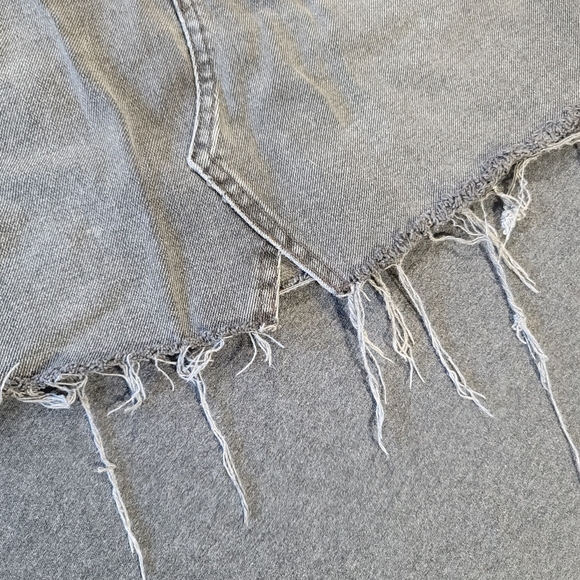 Zara Mini Skirt Womens Medium Black Jean Distressed Slit Front Button Up Denim - Picture 2 of 11